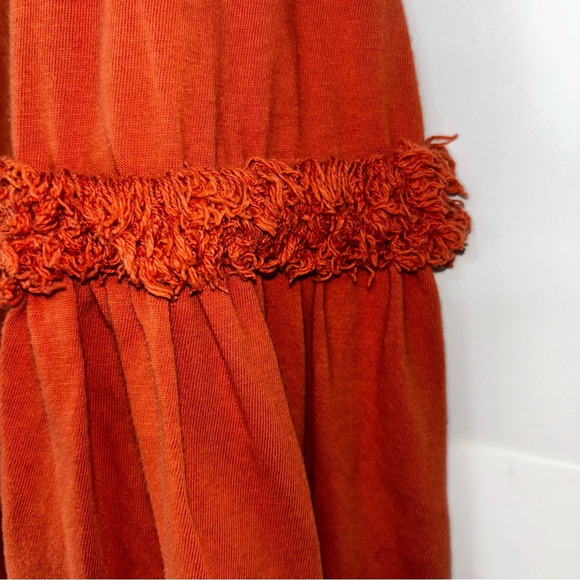 The Roadster Top Women Medium Orange Rust V-Neck Ruffled Long Sleeve Blouse Boho - Picture 10 of 11